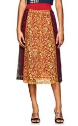 CF. GOLDMAN Red and Yellow Colorblocked Floral Lace Midi-Skirt ~ luxe clothing