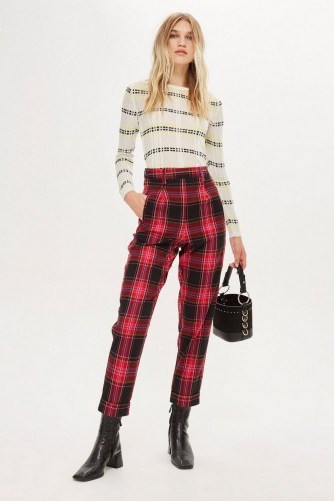 TOPSHOP Pink Check Tapered Trousers / tartan pants - flipped