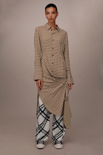 TOPSHOP Checked Gathered Shirt Dress by Boutique / contemporary designs - flipped