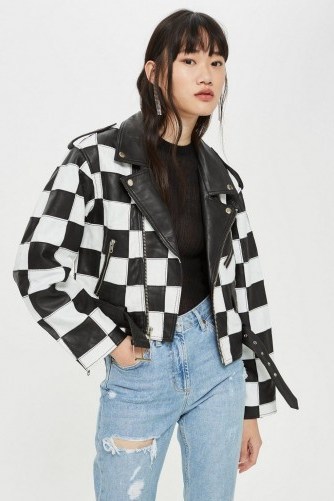 Topshop Checkerboard Leather Biker Jacket | vintage inspired | retro outerwear - flipped
