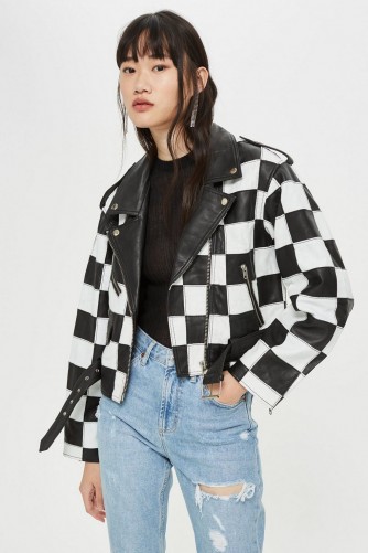 Topshop Checkerboard Leather Biker Jacket | vintage inspired | retro outerwear