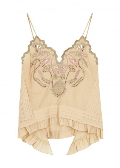 CHLOÉ Light sand eyelet-embroidered cotton top ~ bohemian style camisole - flipped