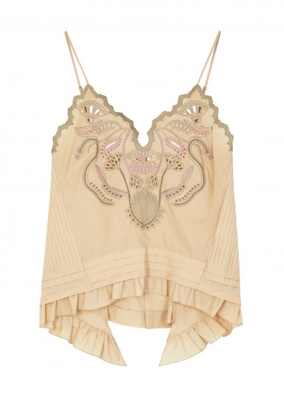 CHLOÉ Light sand eyelet-embroidered cotton top ~ bohemian style camisole