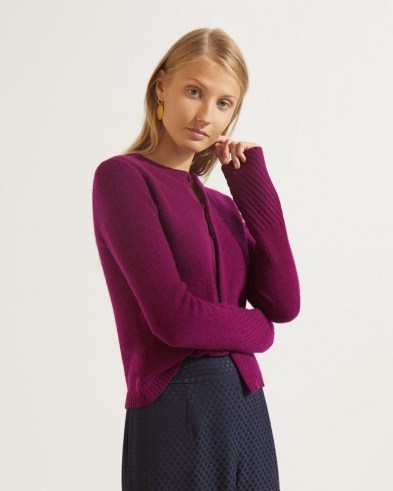 JIGSAW CLOUD CASHMERE CARDIGAN Boysenberry / luxury Autumn knits - flipped