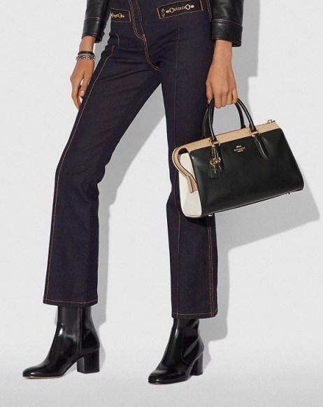 COACH x Selena Bond Bag In Colorblock BLACK MULTI/GOLD | colourblock leather handbags - flipped
