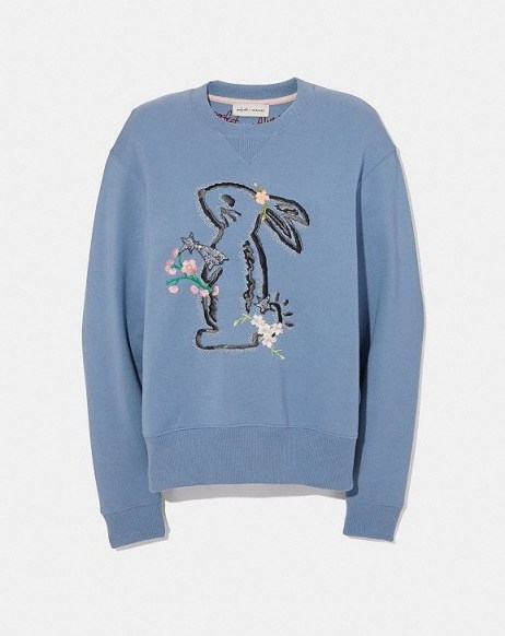 COACH x Selena Bunny Sweatshirt DUSTY BLUE | cute rabbit embroidered top - flipped