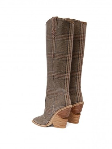 FENDI Coated Prince of Wales grey check knee-high boots - flipped