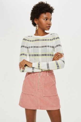Topshop Pink Corduroy Skirt with Zip