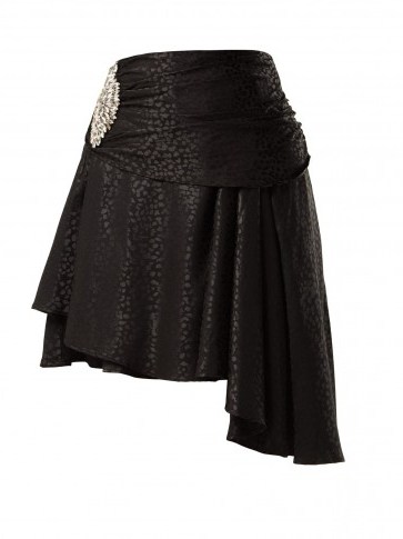 DODO BAR OR Crystal-embellished black leopard-jacquard skirt ~ glamorous event wear - flipped