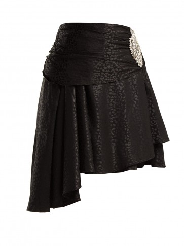 DODO BAR OR Crystal-embellished black leopard-jacquard skirt ~ glamorous event wear