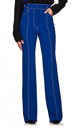 DEREK LAM Topstitched High-Waist Flared Crepe Pants French Blue