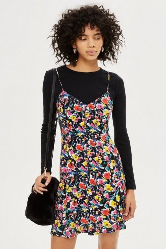 Topshop Ditsy Button Mini Slip Dress | floral cami frock - flipped