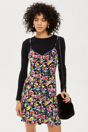 Topshop Ditsy Button Mini Slip Dress | floral cami frock