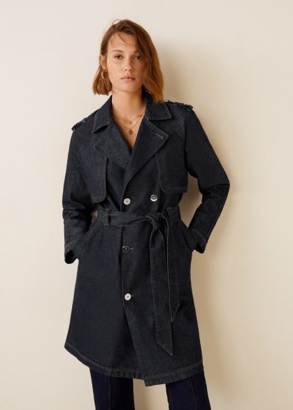 Mango Double breasted denim trench – 70s vintage look coat - flipped