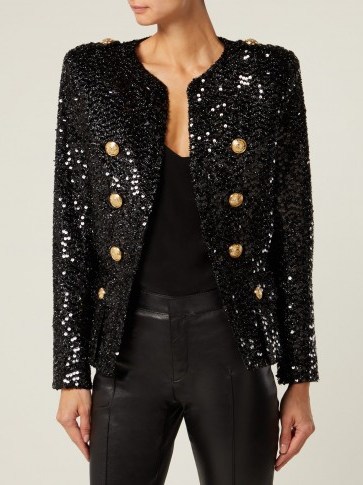BALMAIN Double-breasted black sequinned blazer ~ evening glamour - flipped