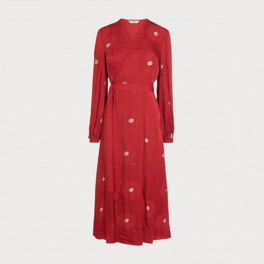 L.K. Bennett ELSPETH RED DRESS / wrap style midi - flipped