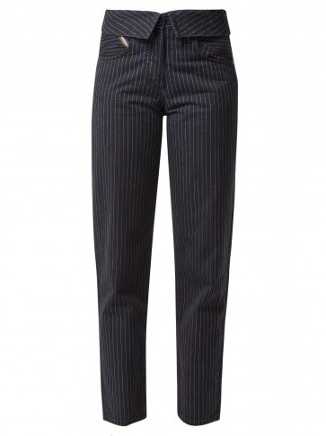 JEAN ATELIER Flip fold-over pinstripe jeans ~ navy striped denim - flipped