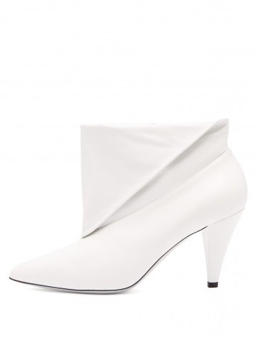 GIVENCHY Folded cuff white leather ankle boots - flipped