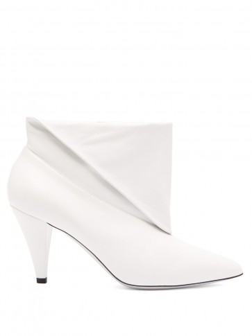 GIVENCHY Folded cuff white leather ankle boots