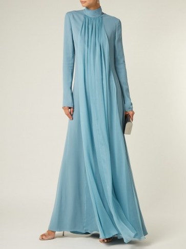 LANVIN Gathered blue silk-georgette gown ~ effortlessly elegant - flipped