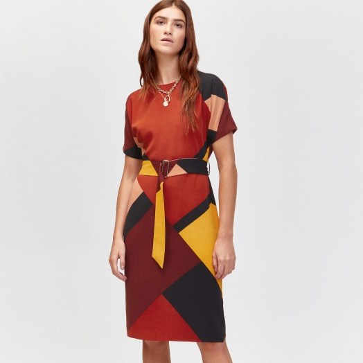 WAREHOUSE GEO PRINT DRESS / perfect colours for Autumn - flipped