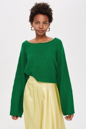 TOPSHOP Green Cropped Jumper ~ Autumn knitwear - flipped