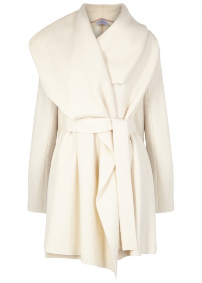 HARRIS WHARF LONDON Ivory draped wool coat ~ luxe belted coats