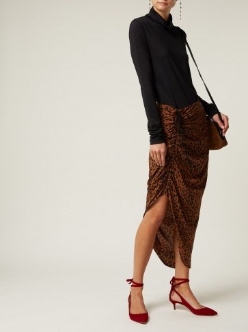 DIANE VON FURSTENBERG Heyford brown and black leopard print silk skirt. - flipped