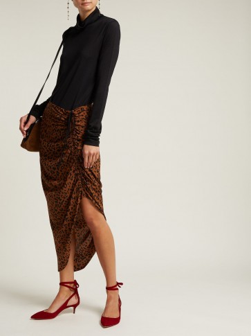 DIANE VON FURSTENBERG Heyford brown and black leopard print silk skirt.