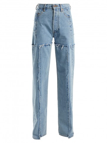 VETEMENTS High-rise straight leg frayed panel jeans ~ deconstructed denim