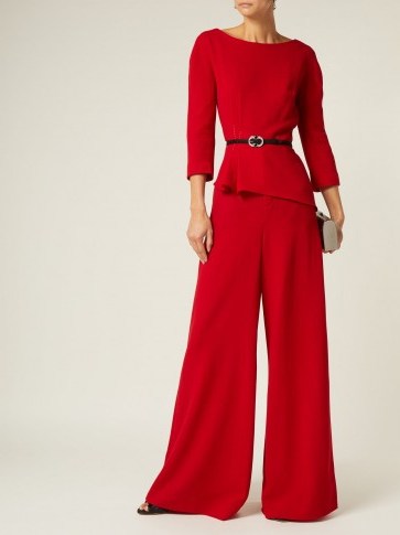 LANVIN High-rise red wool-crepe tailored trousers ~ glamorous wide leg pants - flipped