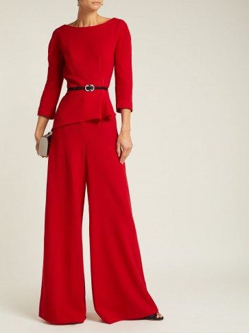 LANVIN High-rise red wool-crepe tailored trousers ~ glamorous wide leg pants