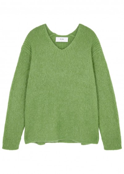 IN.NO Aria green mohair-blend jumper ~ luxe V-neck