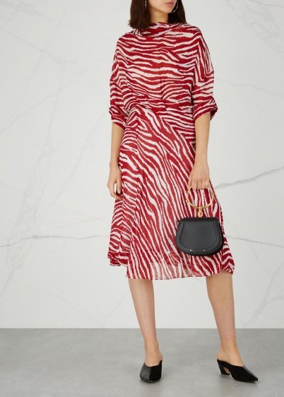 ISABEL MARANT ÉTOILE Juyane zebra-print chiffon dress / red and white animal stripes - flipped