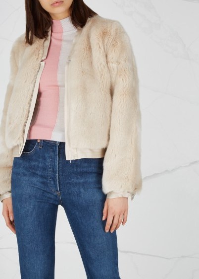 J BRAND Ashbey stone faux fur jacket ~ casual luxe - flipped