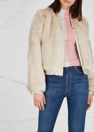 J BRAND Ashbey stone faux fur jacket ~ casual luxe