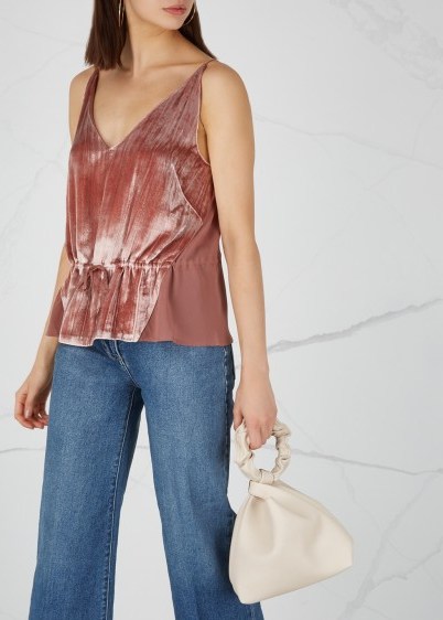 J BRAND Lucy rose velvet and silk top ~ luxe pink cami - flipped