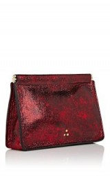 JEROME DREYFUSS Clic Clac Large Metallic-Red Leather Clutch