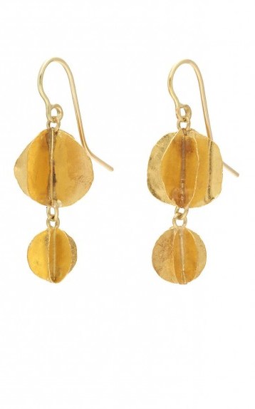 JUDY GEIB Whirligig Double-Drop Satin-Finished 24k Yellow Gold Earrings / luxe drops - flipped