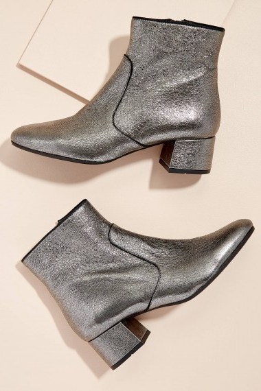 Kanna Metallic-Leather Ankle Boots ~ silver booties - flipped