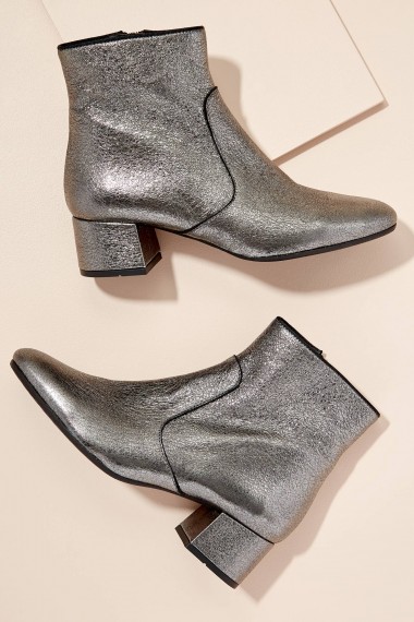 Kanna Metallic-Leather Ankle Boots ~ silver booties