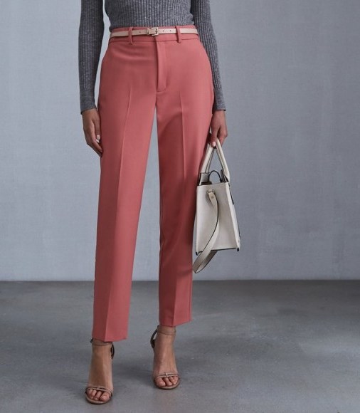 REISS KATIE TAPERED TROUSERS TULIP PINK - flipped