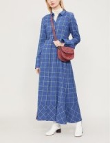 KHAITE Daniella blue checked cotton and cashmere-blend flannel dress