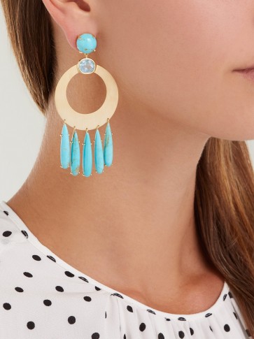 IRENE NEUWIRTH 18kt gold, aquamarine & turquoise earrings ~ fine blue stone statement jewellery ~ luxury bohemian accessory