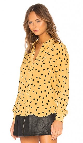 L’Academie THE LARA BUTTON UP in Yellow Not Dot | spot print shirts - flipped
