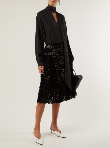 CHRISTOPHER KANE Black Lace kilt-style midi skirt - flipped