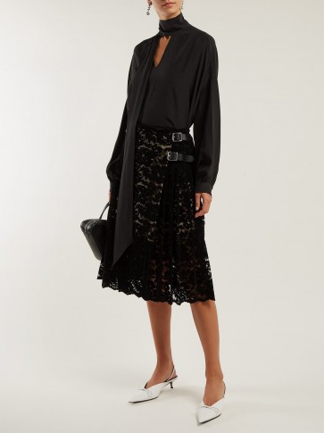 CHRISTOPHER KANE Black Lace kilt-style midi skirt