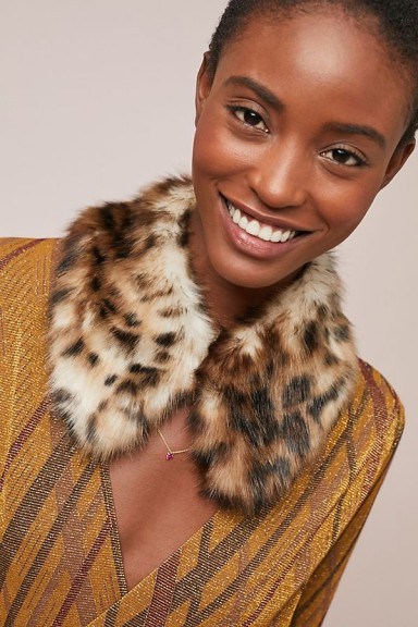 Helen Moore Lacey Faux-Fur Stole. ANIMAL PRINT WINTER ACCESSORY - flipped