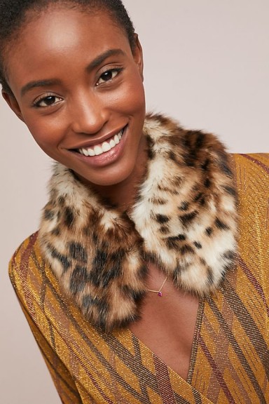 Helen Moore Lacey Faux-Fur Stole. ANIMAL PRINT WINTER ACCESSORY
