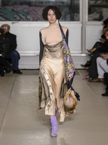 MARINE SERRE Layered silk-blend dress ~ flowing luxe fabric